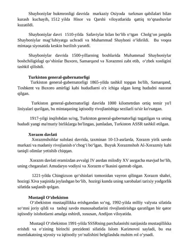 O'zbekiston tarixi 2