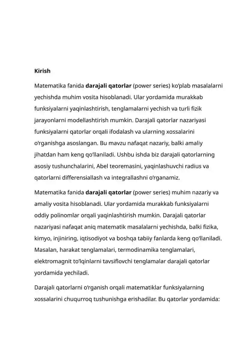 Darajali qatorlar va ularning xossalari 2