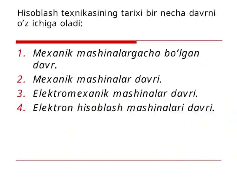 Elektron hisoblash mashinalarining yaratilish tarixi 2