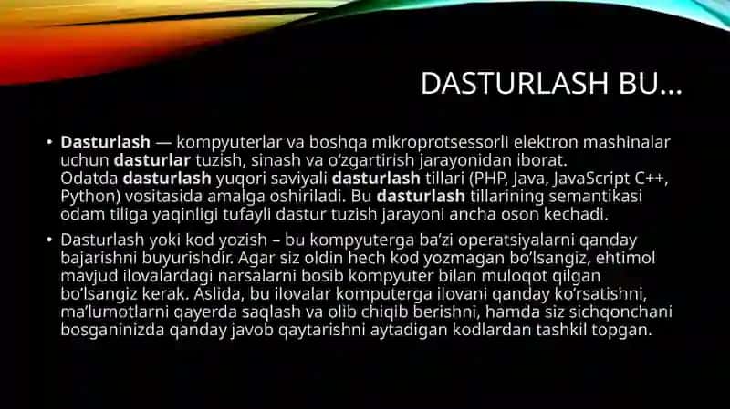 Dasturlash 2