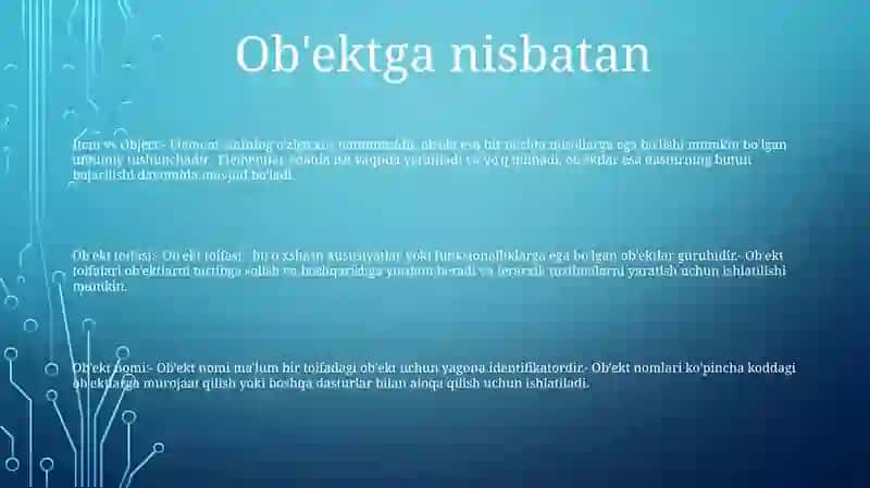 Ob'ektlar va Elementlar 2