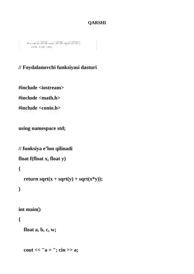 mustaqil ish c++ tilida 2