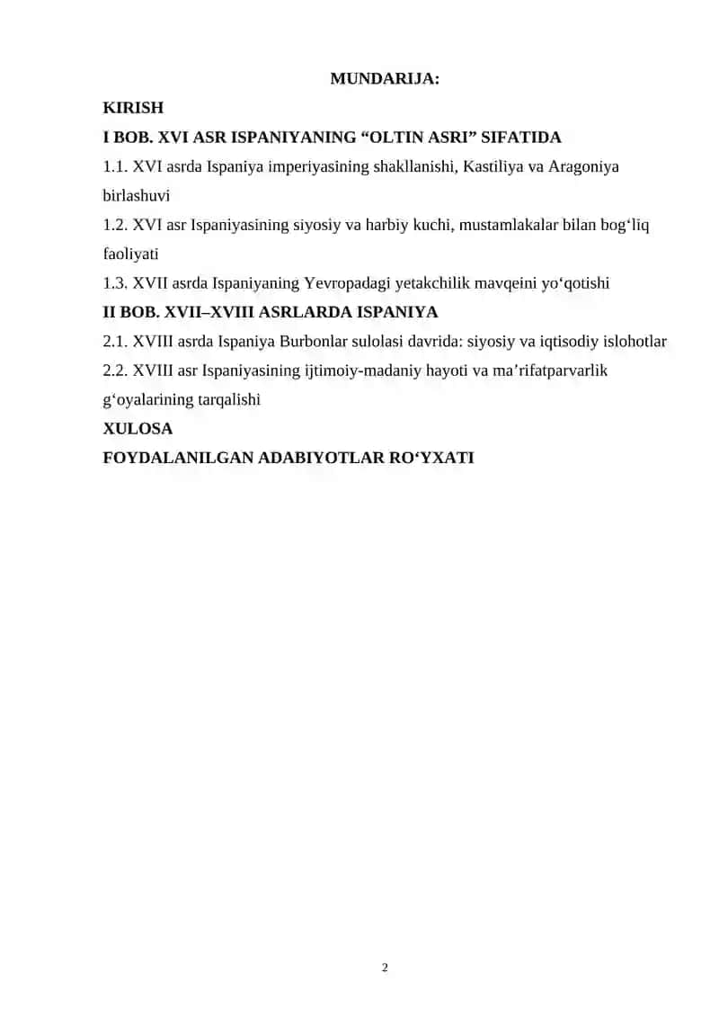 XVI-XVIII ASRLARDA ISPANIYA 2