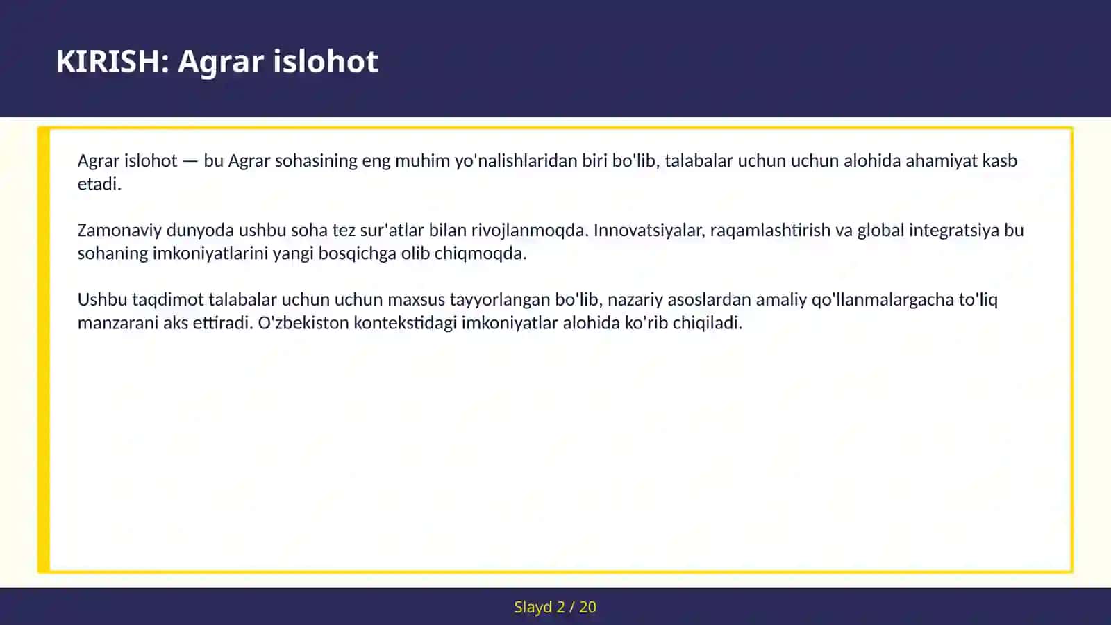 Agrar Islohot 2