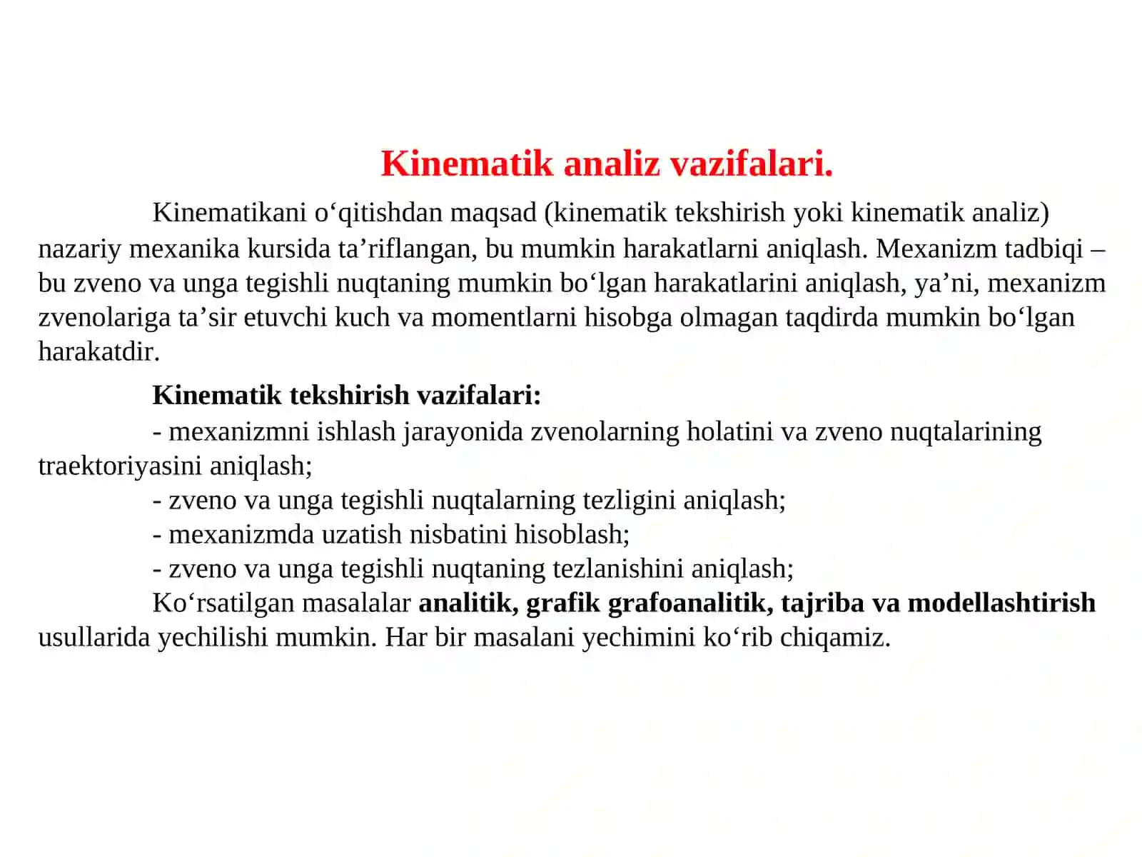 Kinematik Tekshirish va Analiz 2