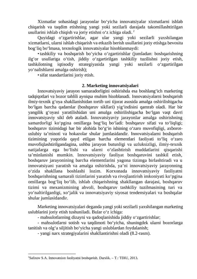INNOVATSIYALARNING SOHALAR BO‘YICHA TURLARI 2