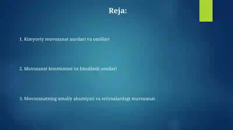 Kimyoviy muvozanat 2