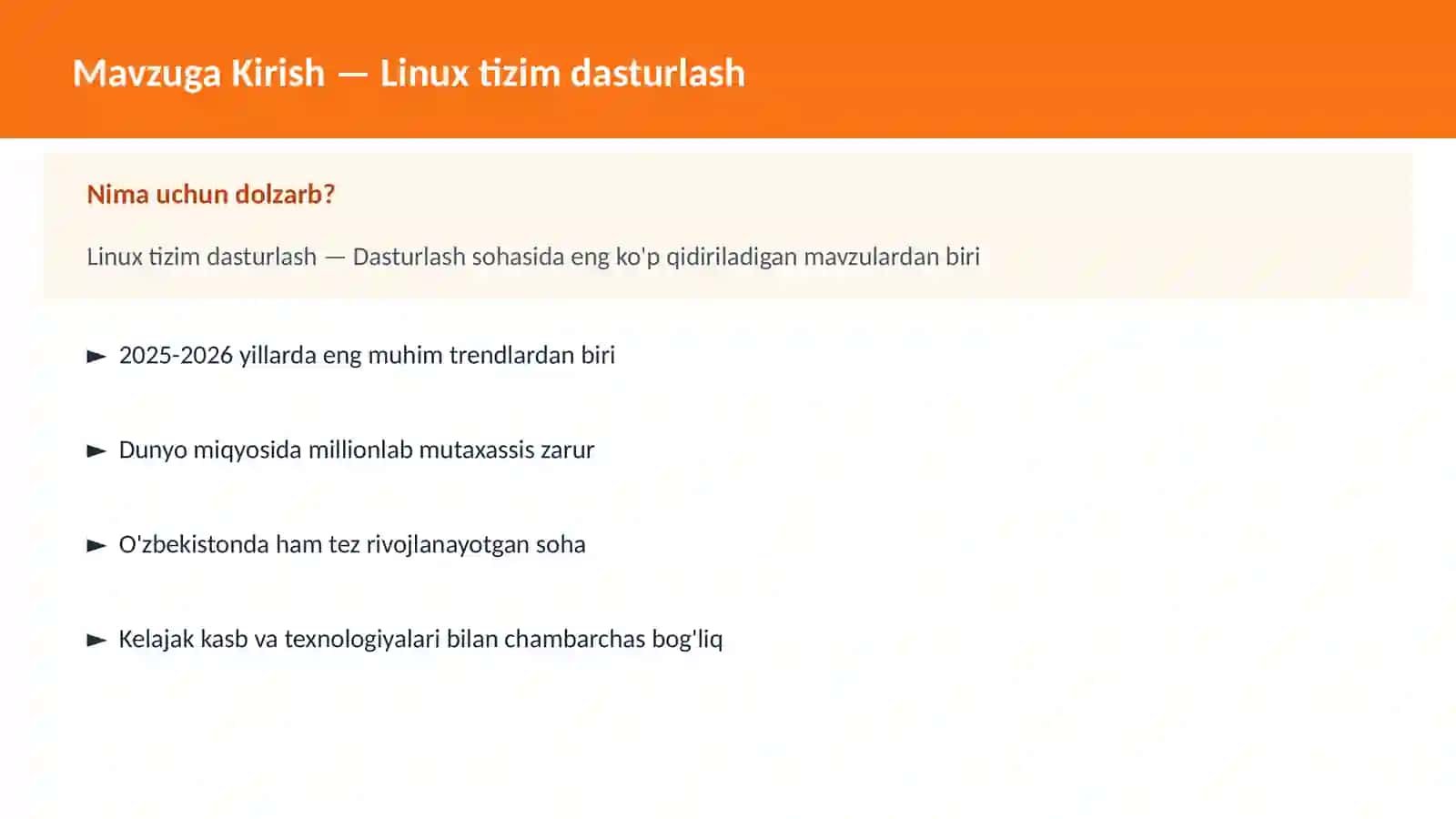Linux tizim dasturlash 2