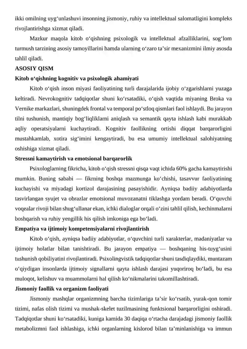 KITOB O’QISH VA SOG’LOM TURMUSH TARZI 2