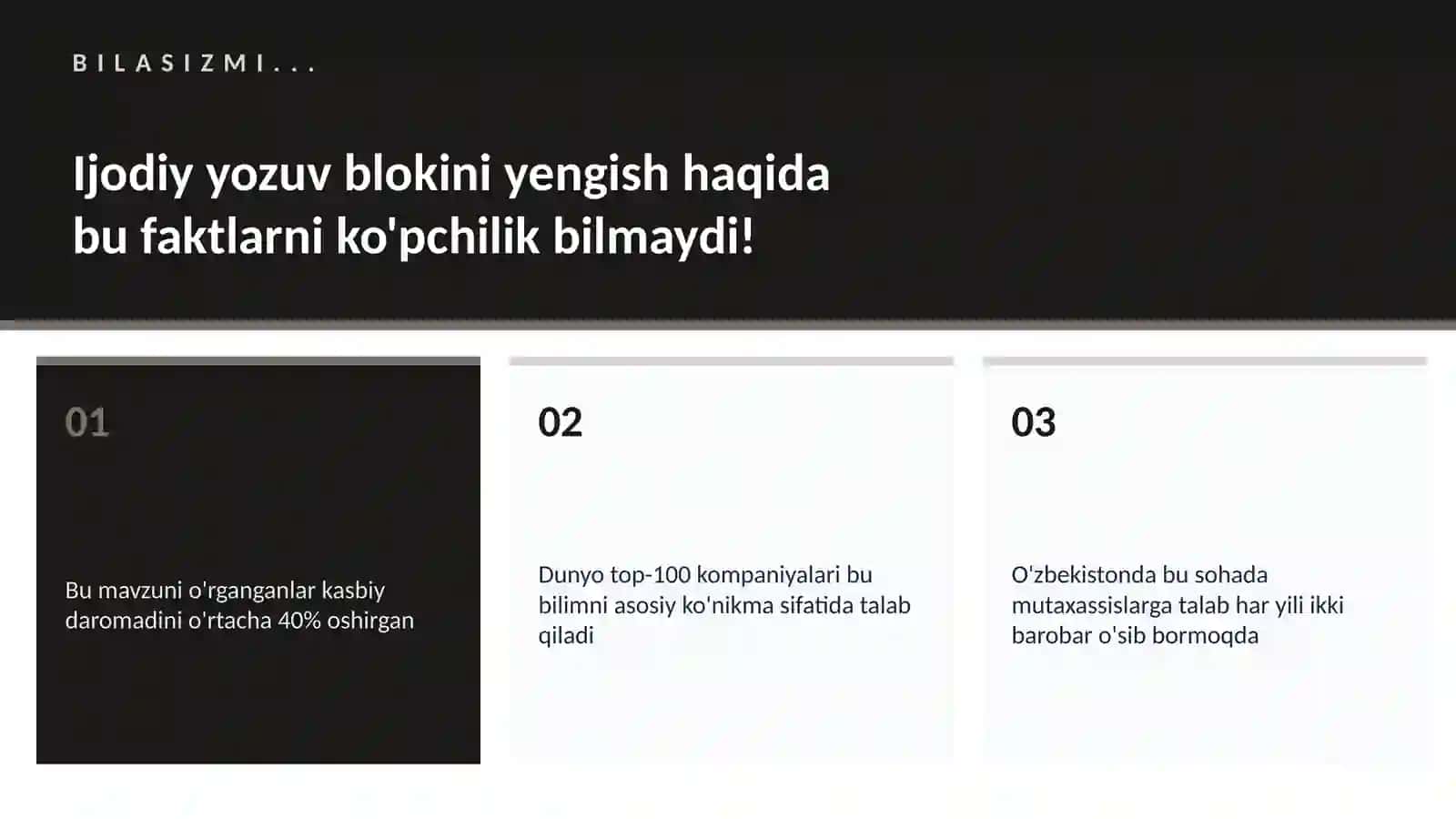 Ijodiy yozuv blokini yengish 2