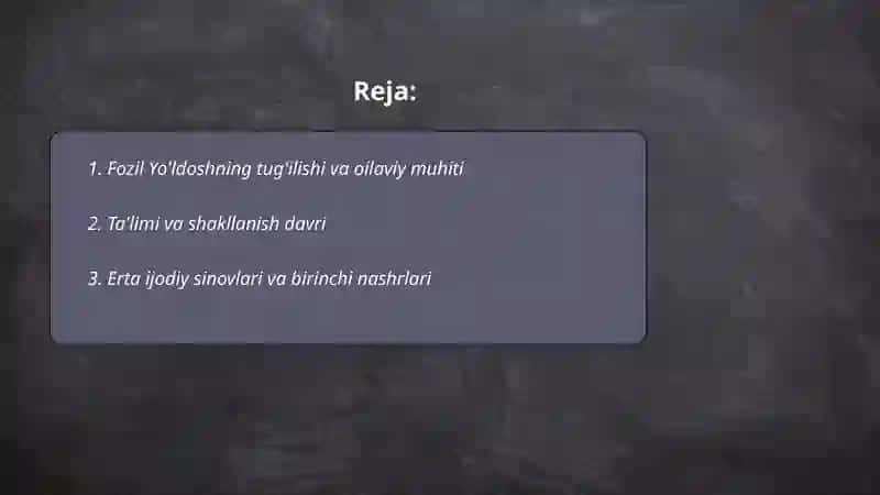 Fozil yo'ldosh hayoti va ijodi 2