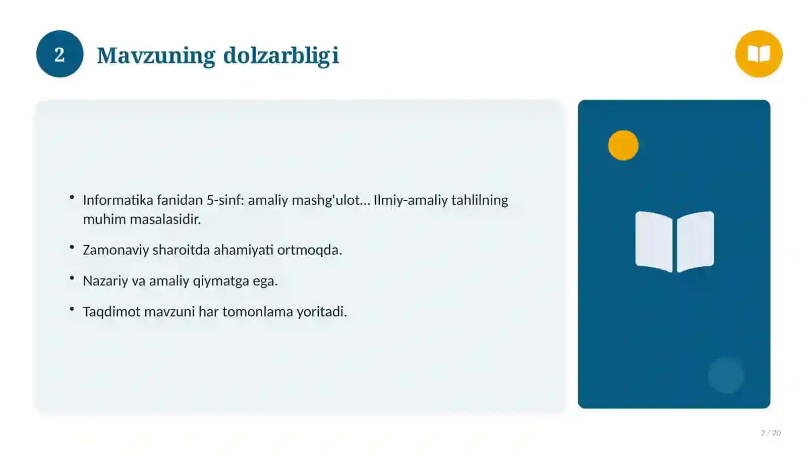 Informatika fanidan 5-sinf: amaliy mashg'ulot ishlanmasi 2