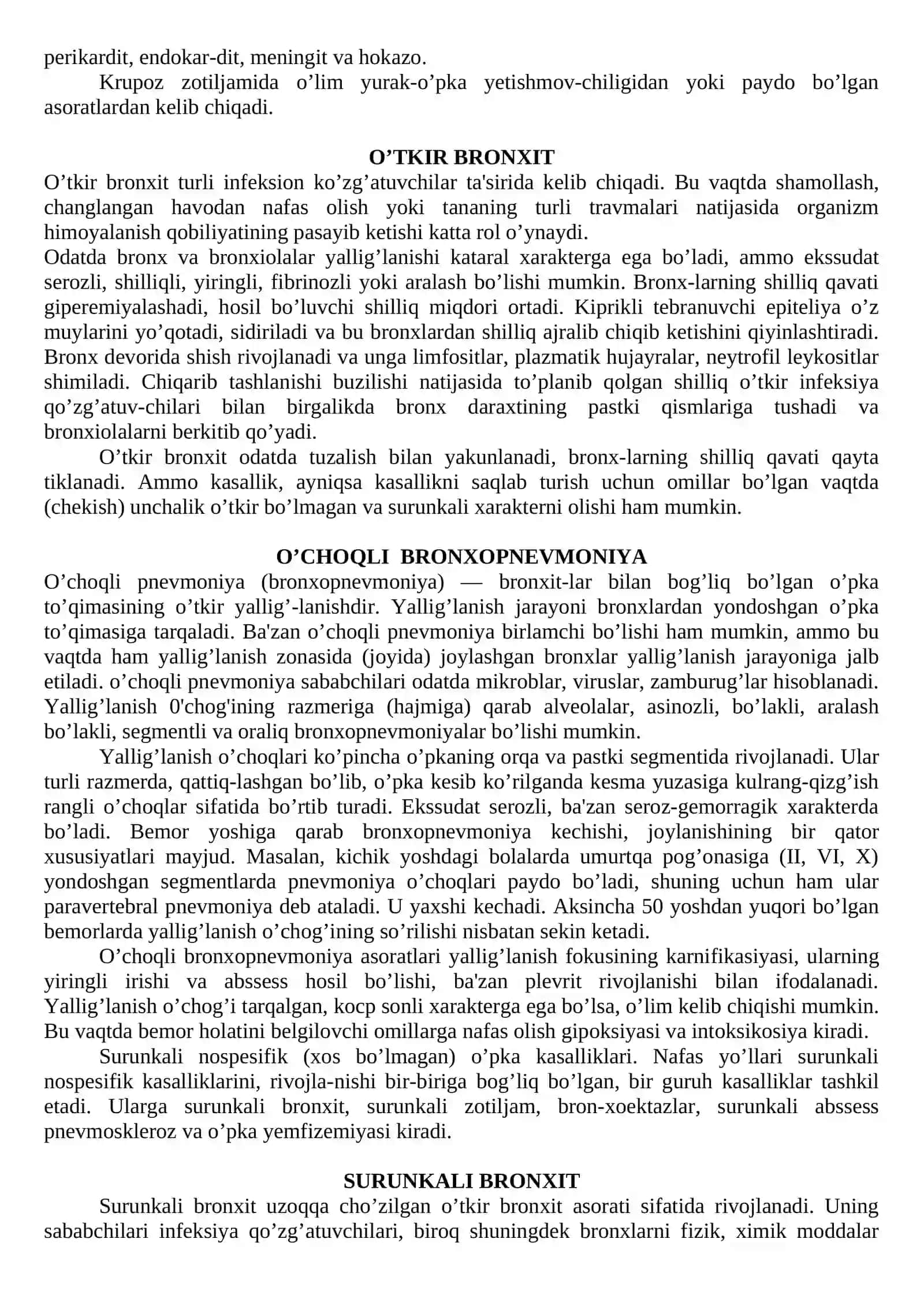 Nafas olish sistemasi (O’pka) kasalliklari 2