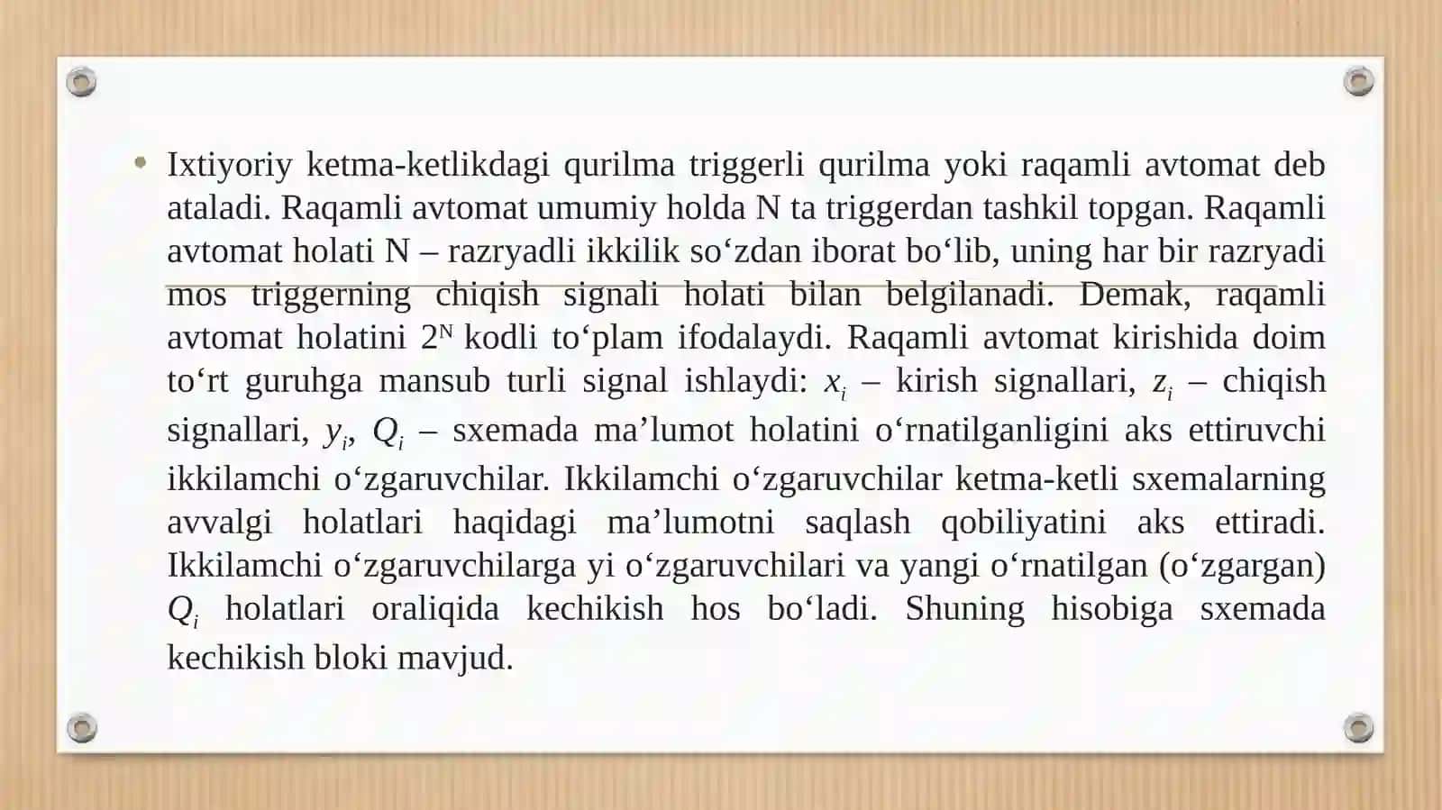 Ketma –ket raqamli qurilmalar (Trigger, Registr, Hisoblagichlar) 2