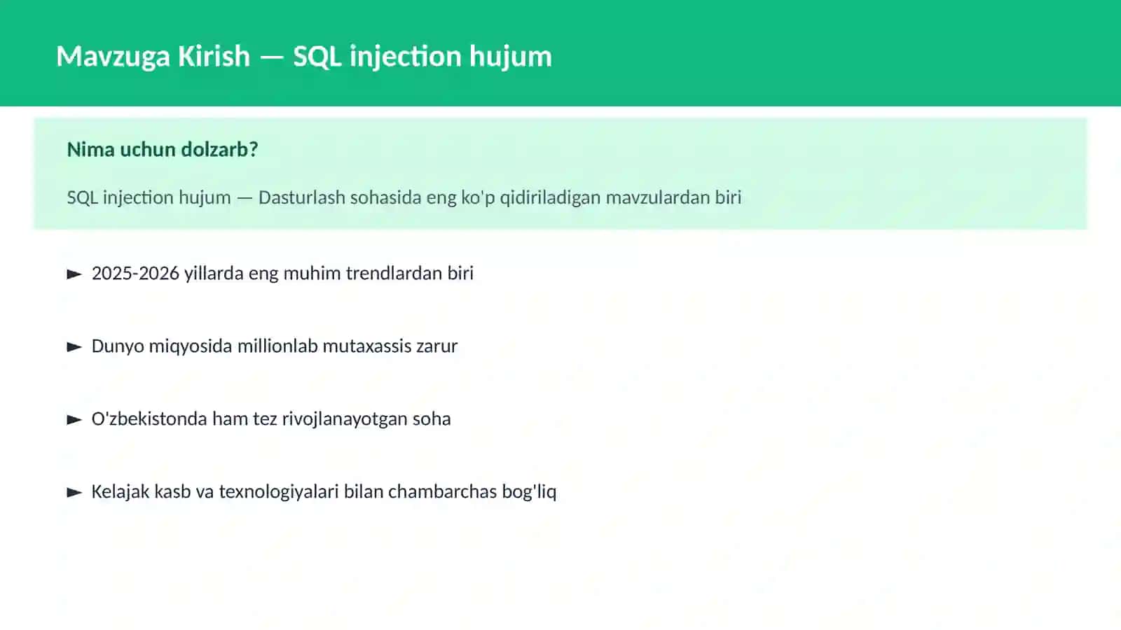 SQL injection hujum 2