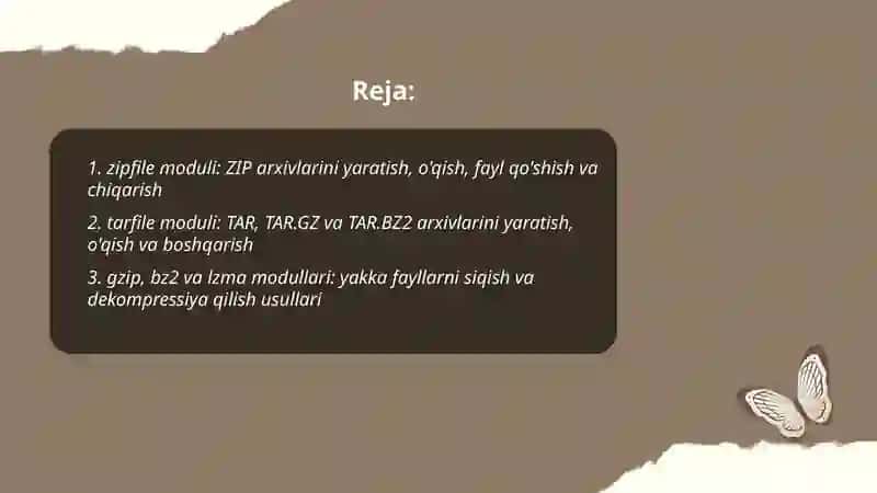 Python dasturlash tilida arxivlar bilan ishlash 2