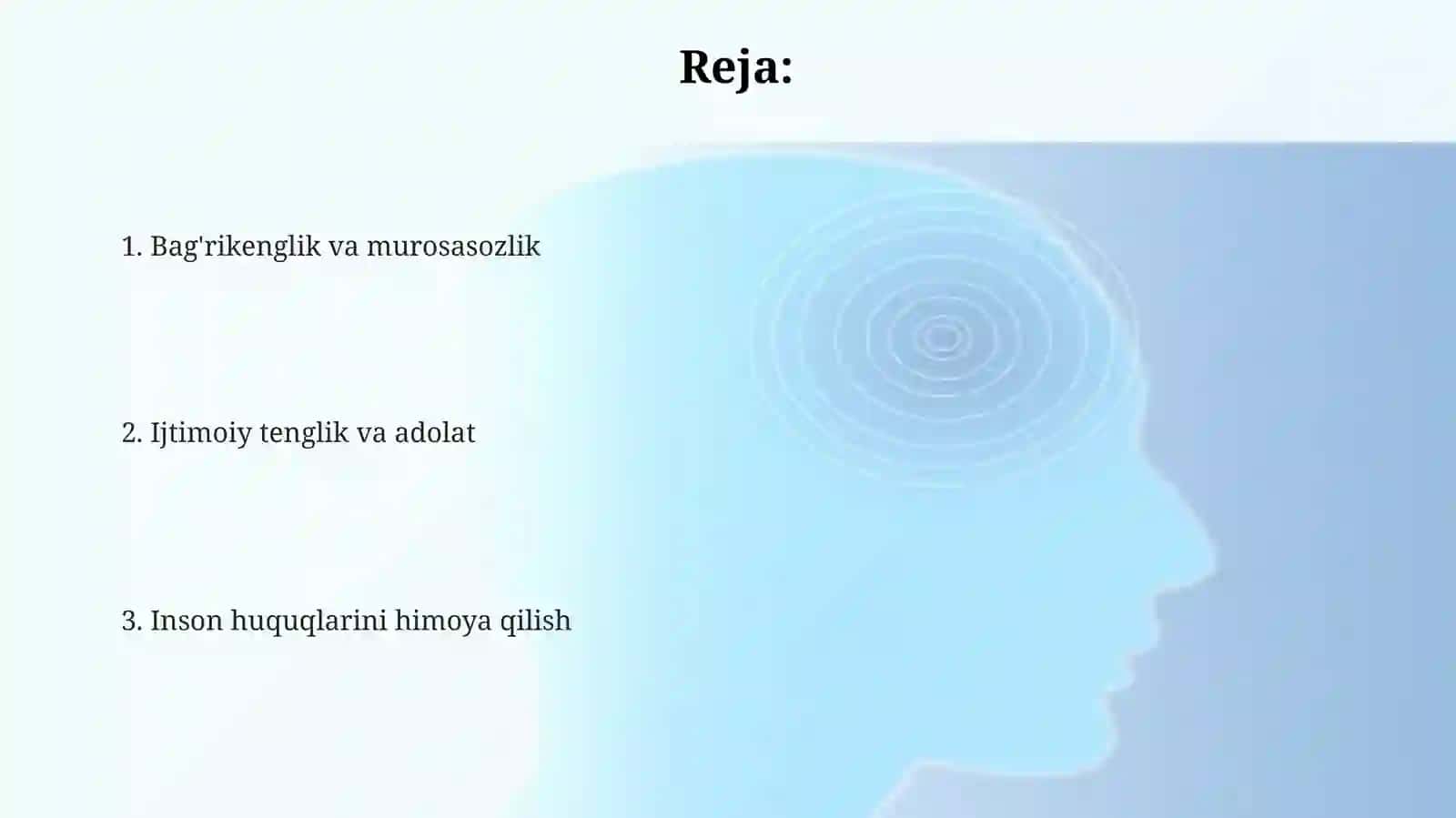 Inson huquqlari himoyasi, ijtimoiy tenglik, adolat va tolerantlik 2