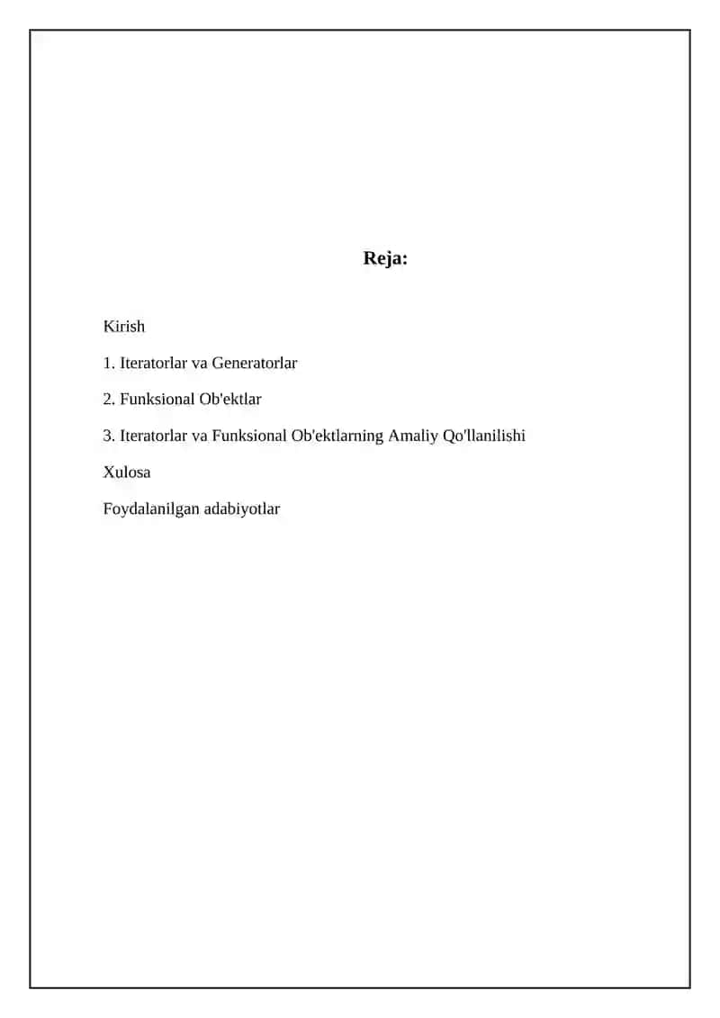 Iteratorlar va Funksional Ob'ektlar 2