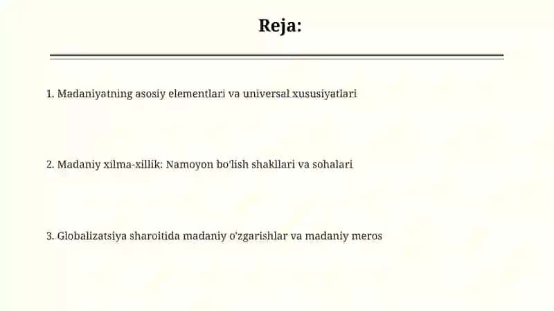 Madaniyat: Ta'rif va Elementlar 2