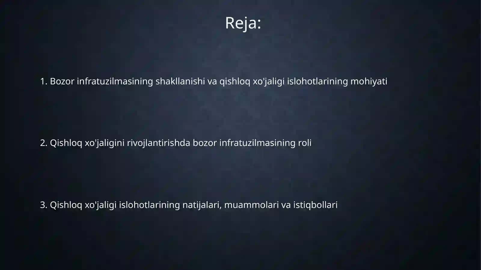 Bozor infratuzilmasining shakllanishi qishloq xo'jaligi islohotlarining mohiyati 2