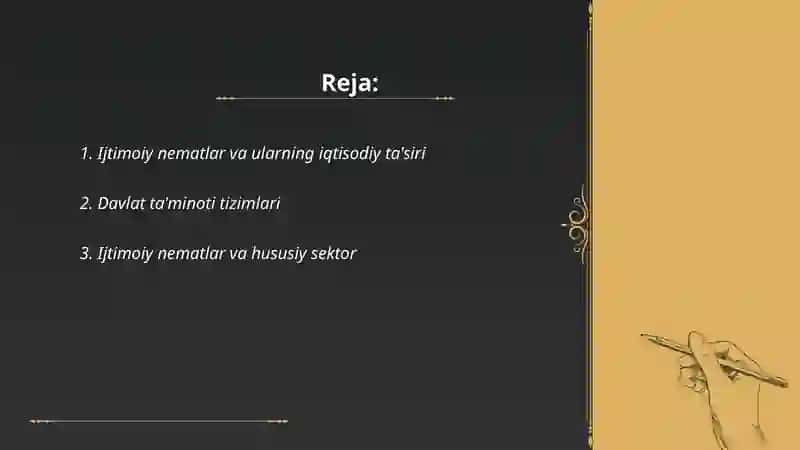 Ijtimoiy nematlar samarali va raqobatli taminot mikro iqtisod prz 2