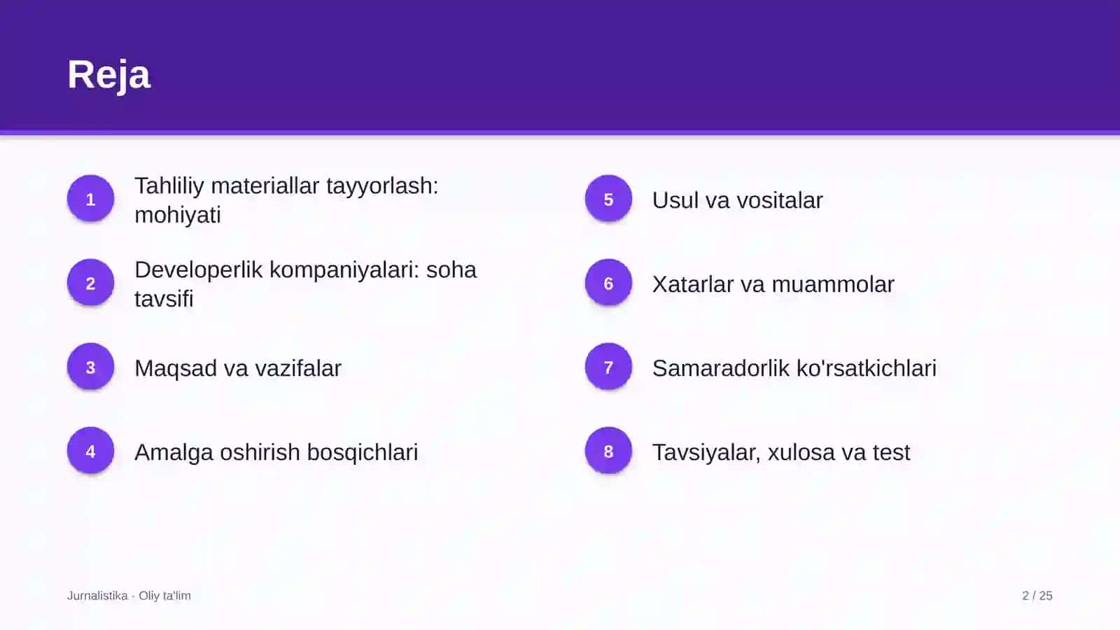 Developerlik kompaniyalarida tahliliy materiallar tayyorlash 2