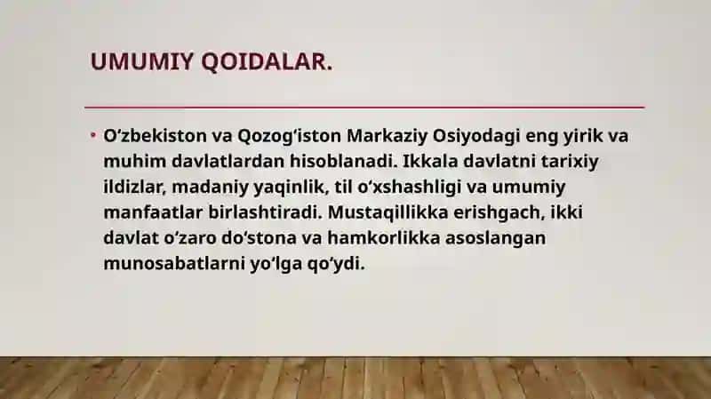 Oʻzbekiston va Qozogʻiston xalqaro munosabatlari 2