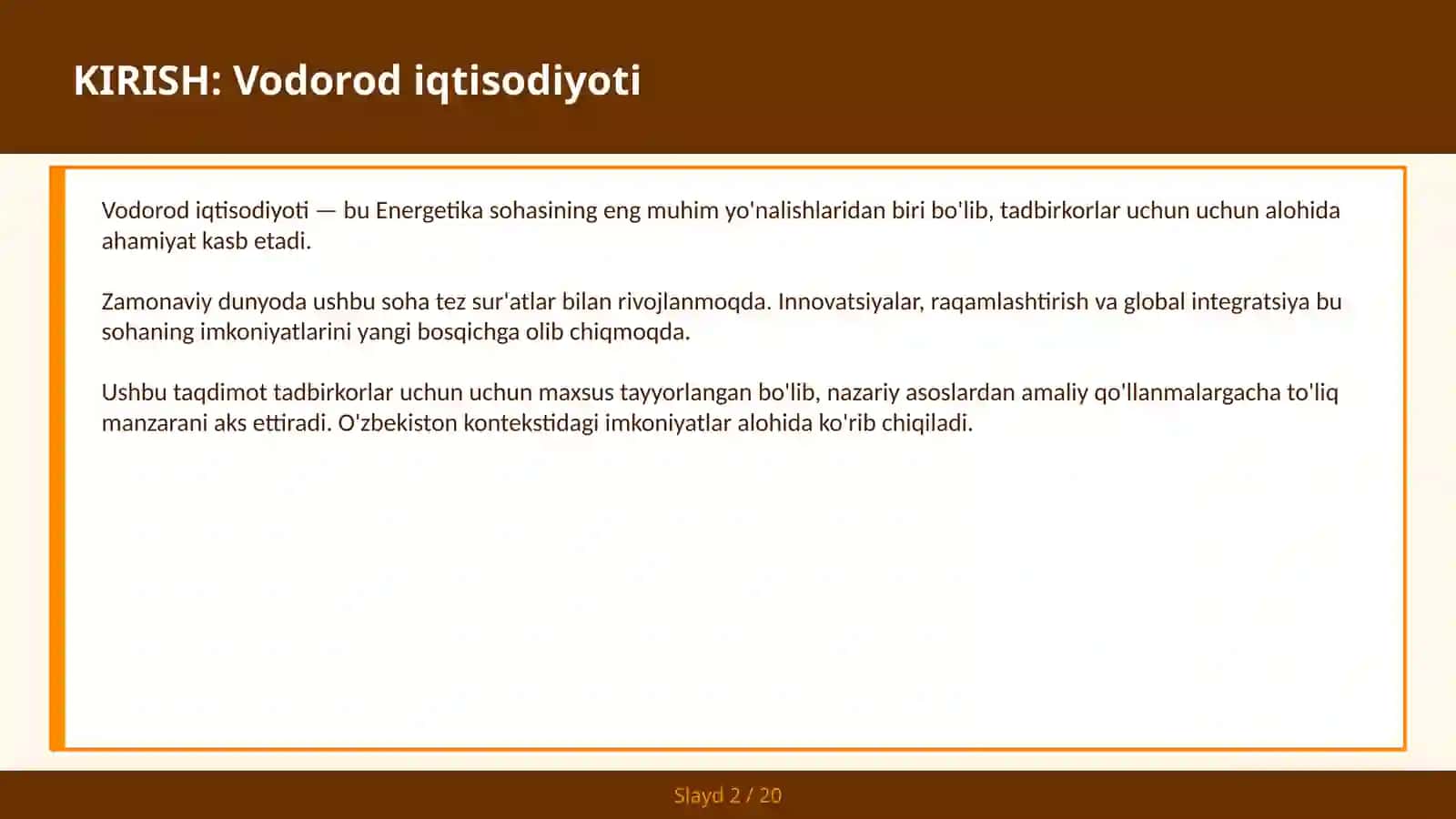 VODOROD IQTISODIYOTI 2
