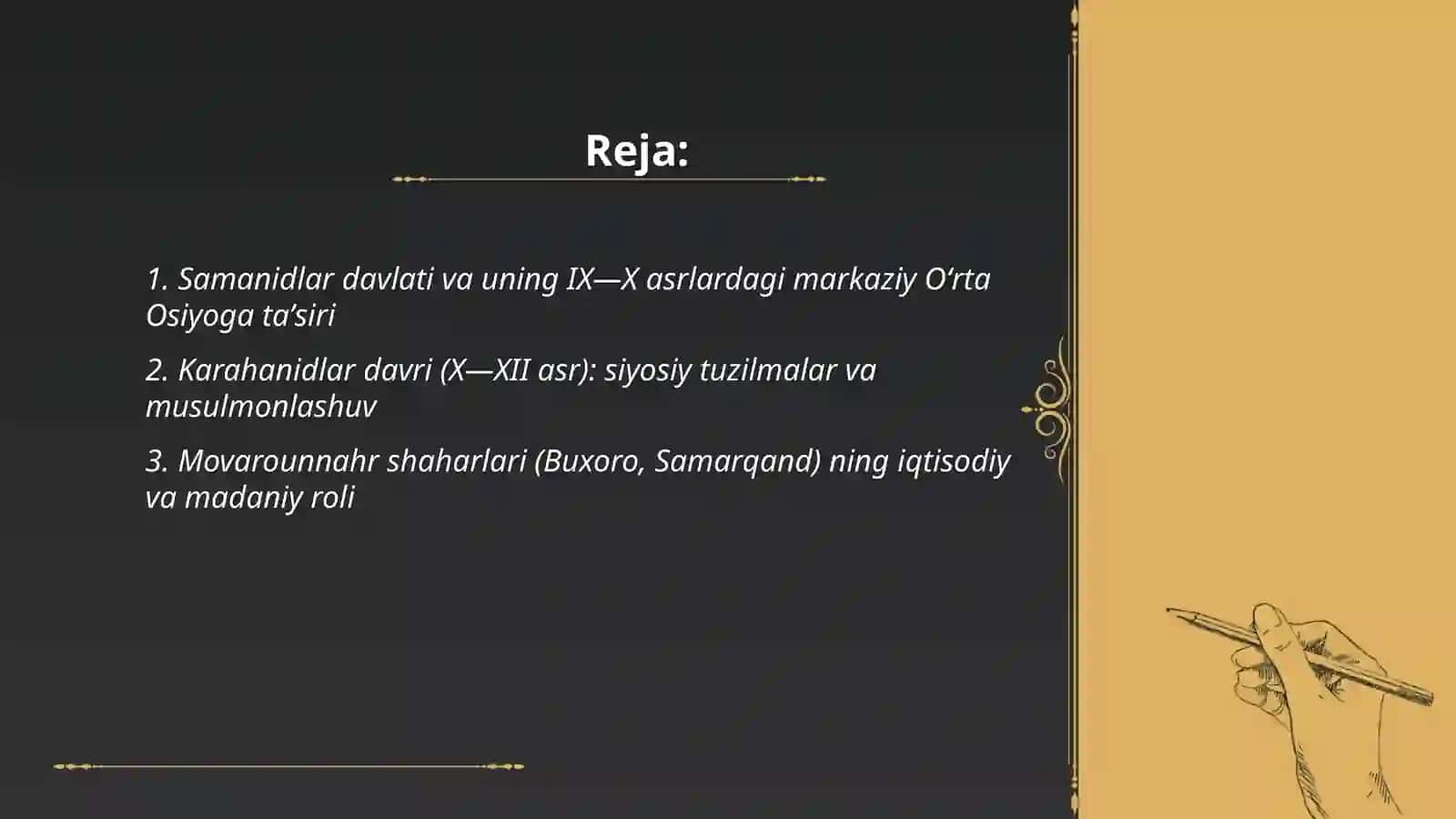 IX-XII asrlarda O’rta Osiyoda yuz bergan uyg’onish davri 2