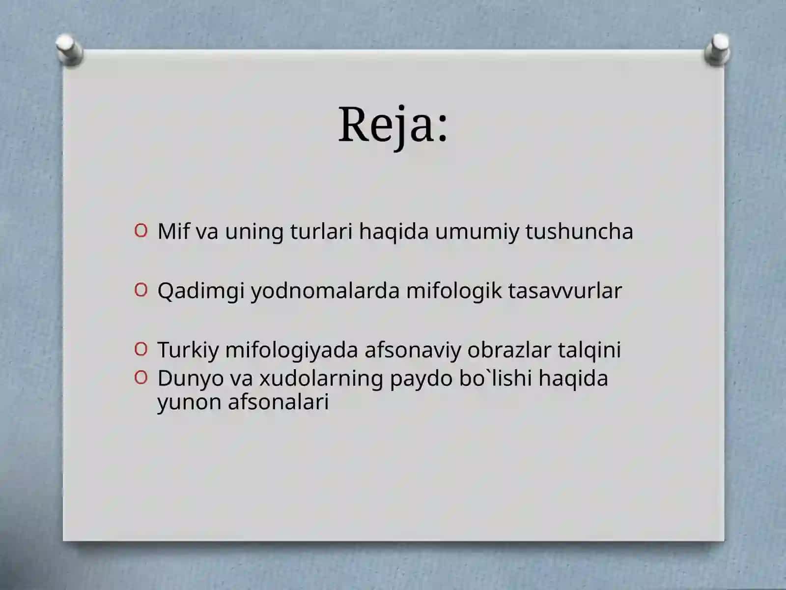 Mif va uning turlarini o’rganish 2