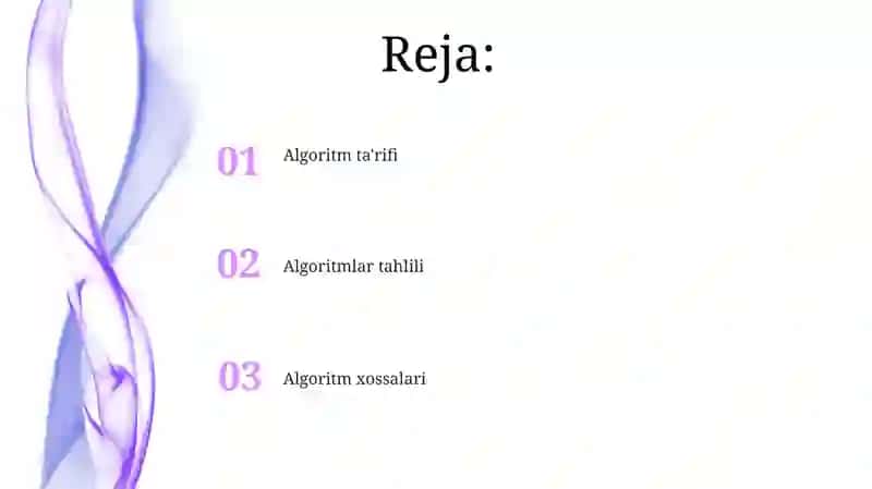 Algoritmtarifini va xossalari 2