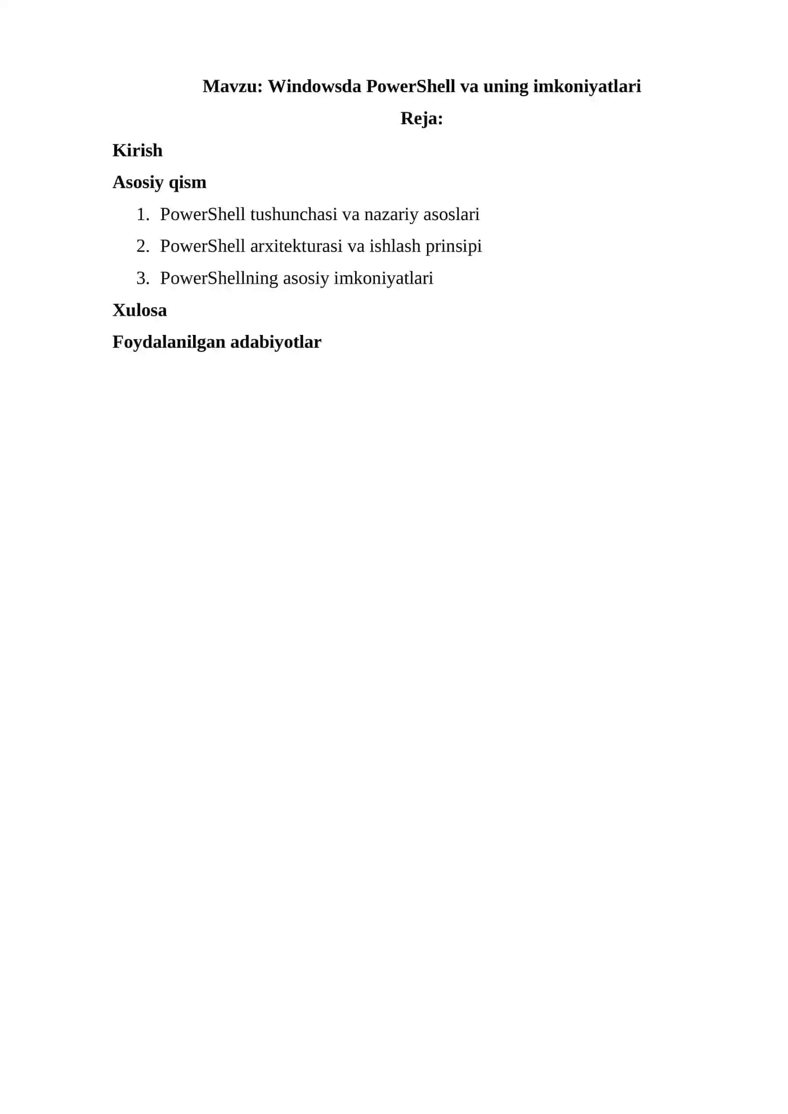 Windowsda PowerShell va uning imkoniyatlari 2