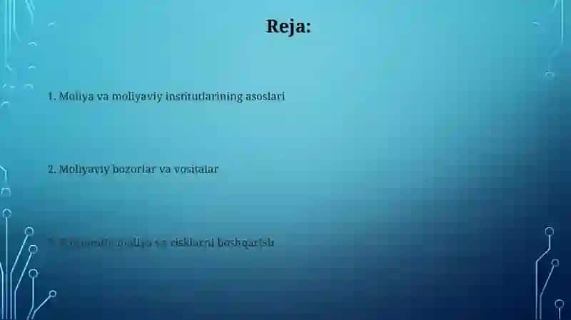 Moliya va moliya tashkilotlari 2