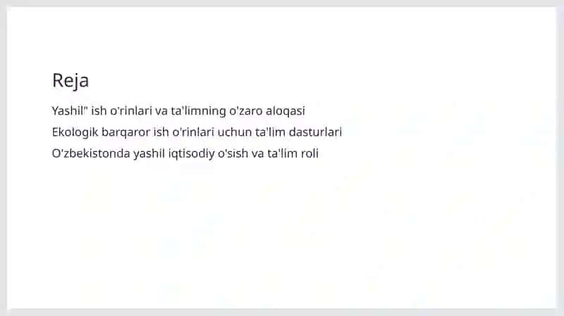 Yashil ish o'rinlari 2