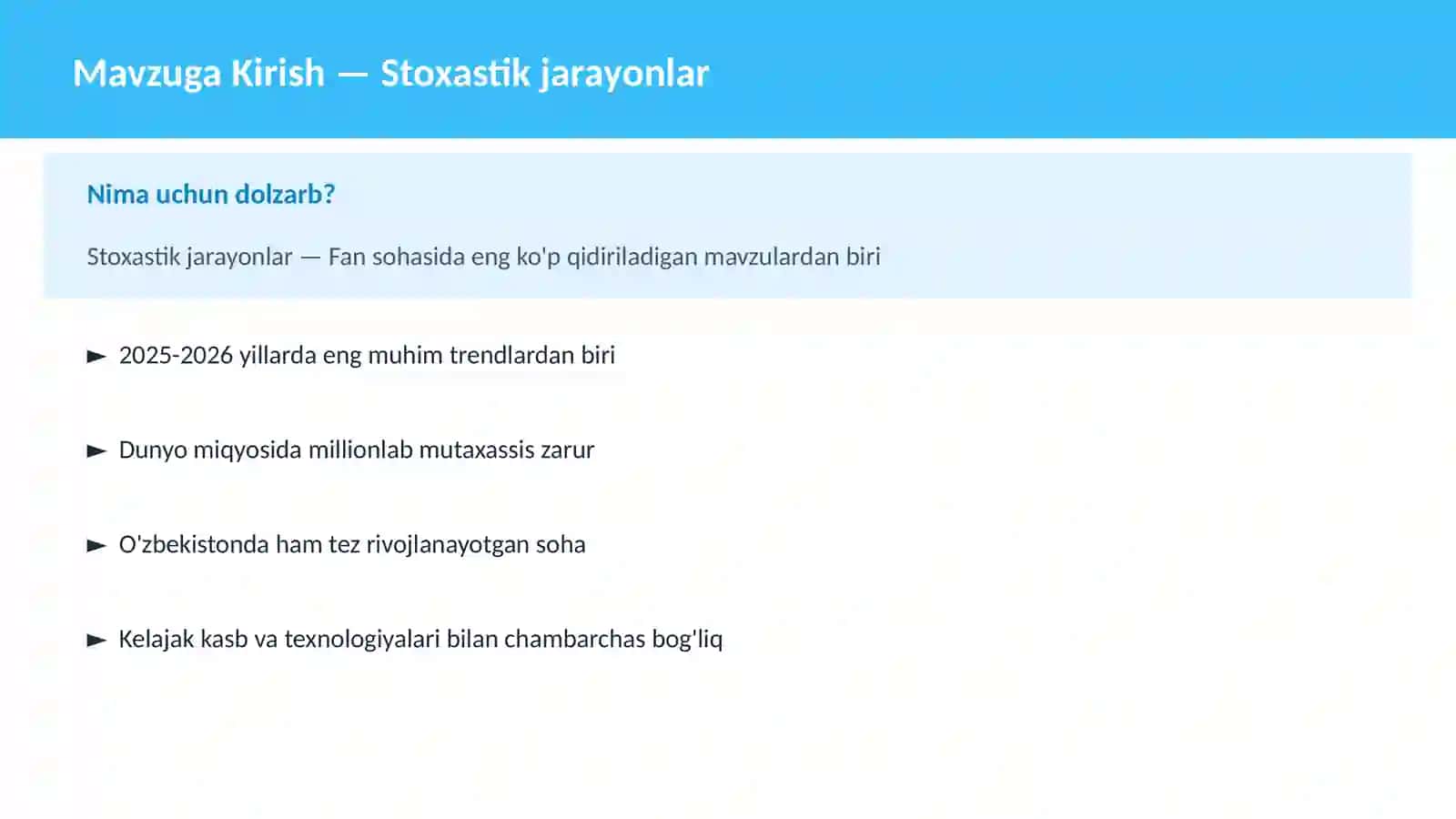 Stoxastik jarayonlar 2