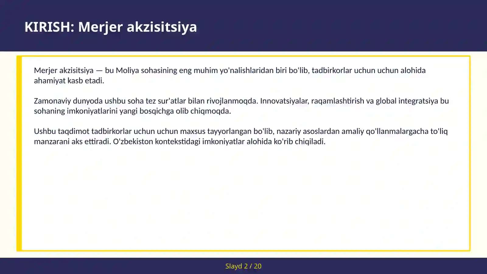 MERJER AKZISITSIYA 2