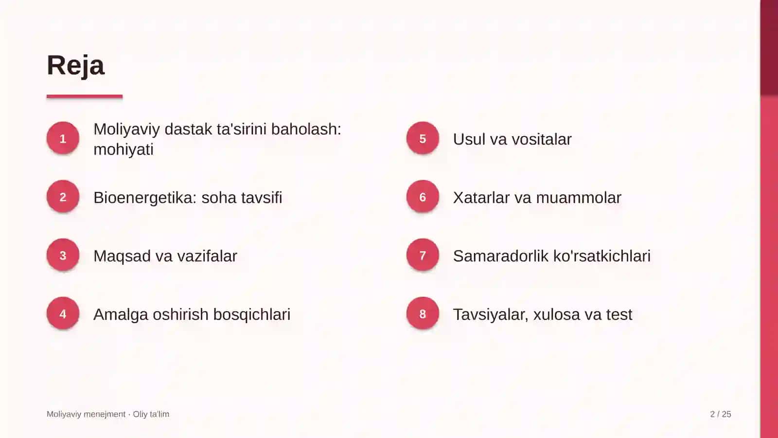 Bioenergetikada moliyaviy dastak ta'sirini baholash 2