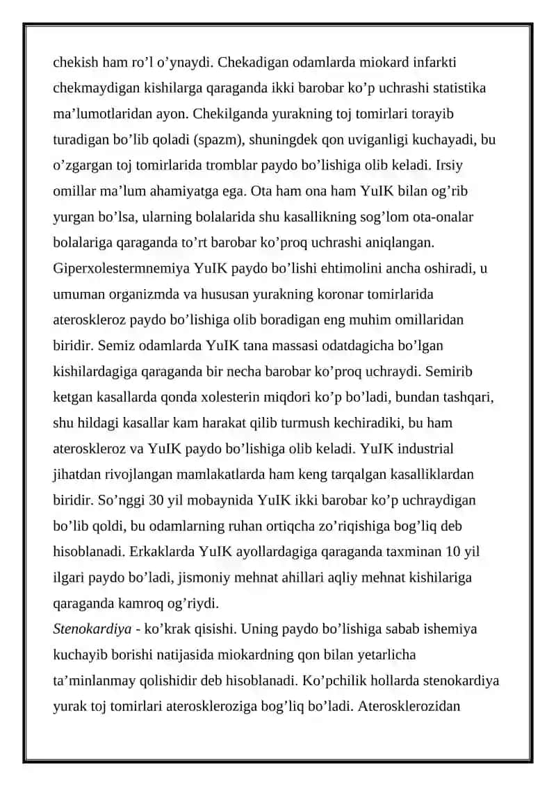 Yurak-Qon Tomir Kasalliklari Bilan Og'rigan Bemorlarni Parvarishi va Kuzatish 2