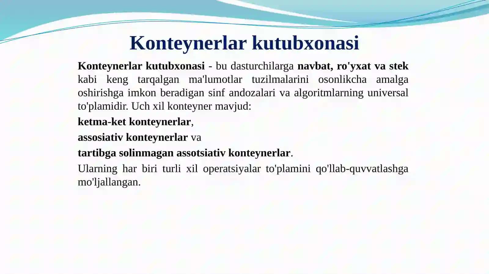 Konteynerlar kutubxonasi 2