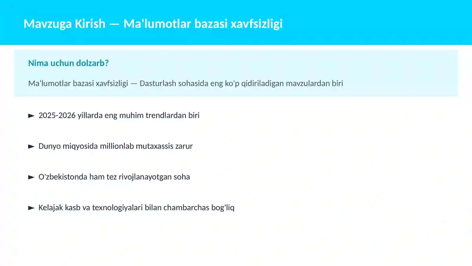 Ma'lumotlar bazasi xavfsizligi 2