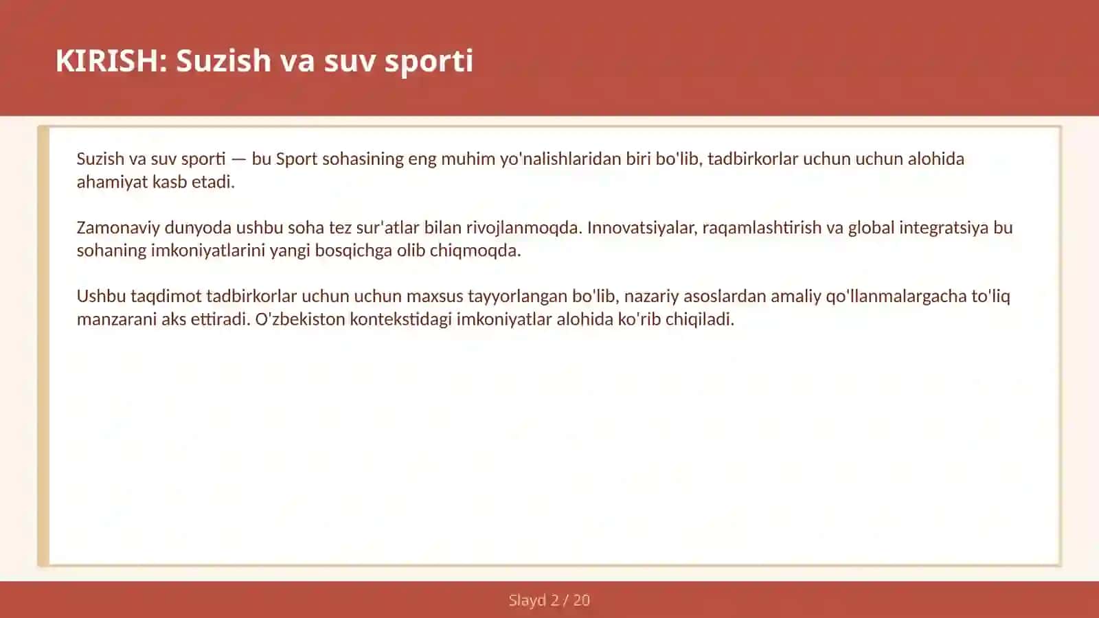 Suzish va suv sporti 2