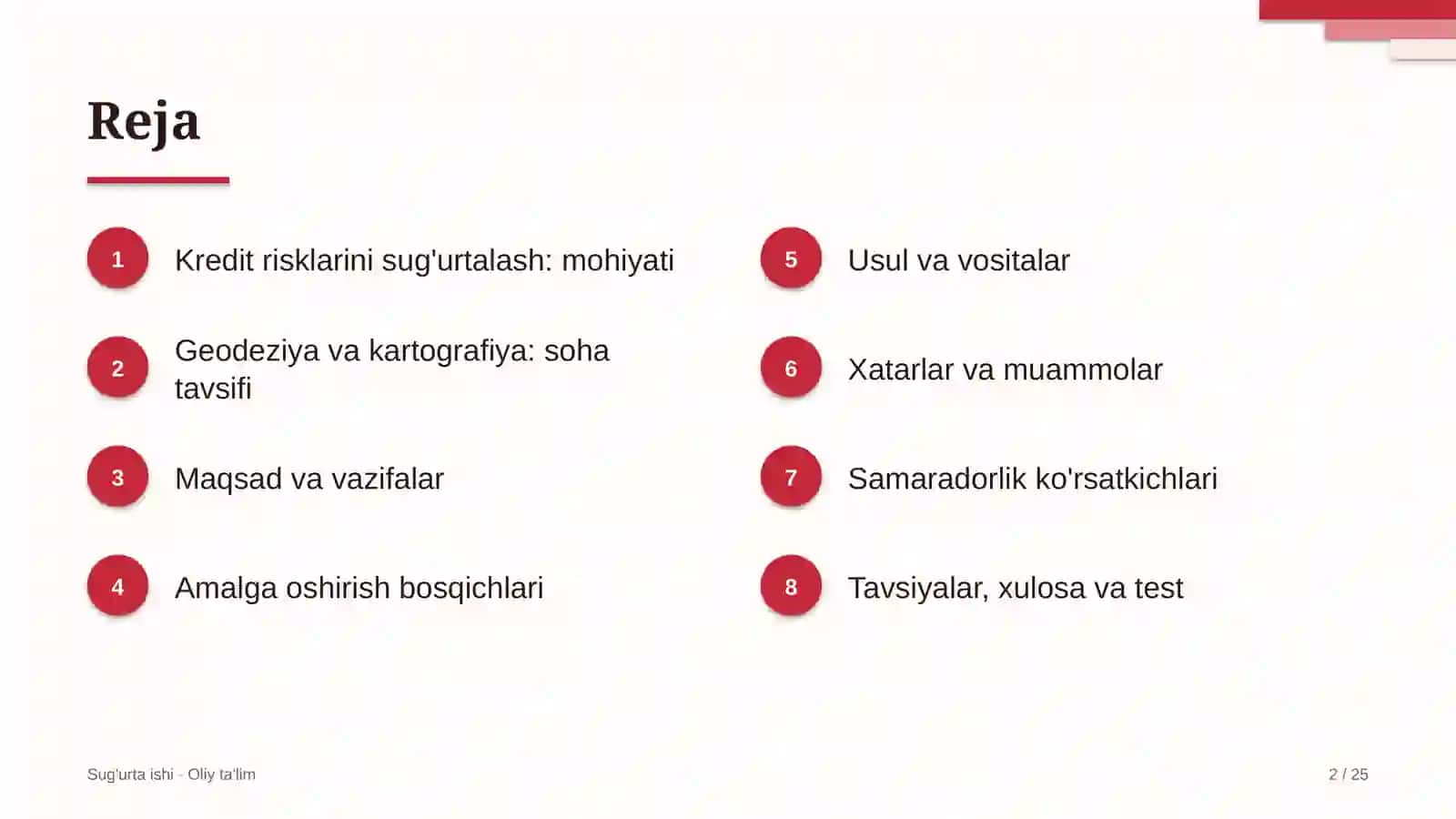 Geodeziya va kartografiyada kredit risklarini sug'urtalash 2