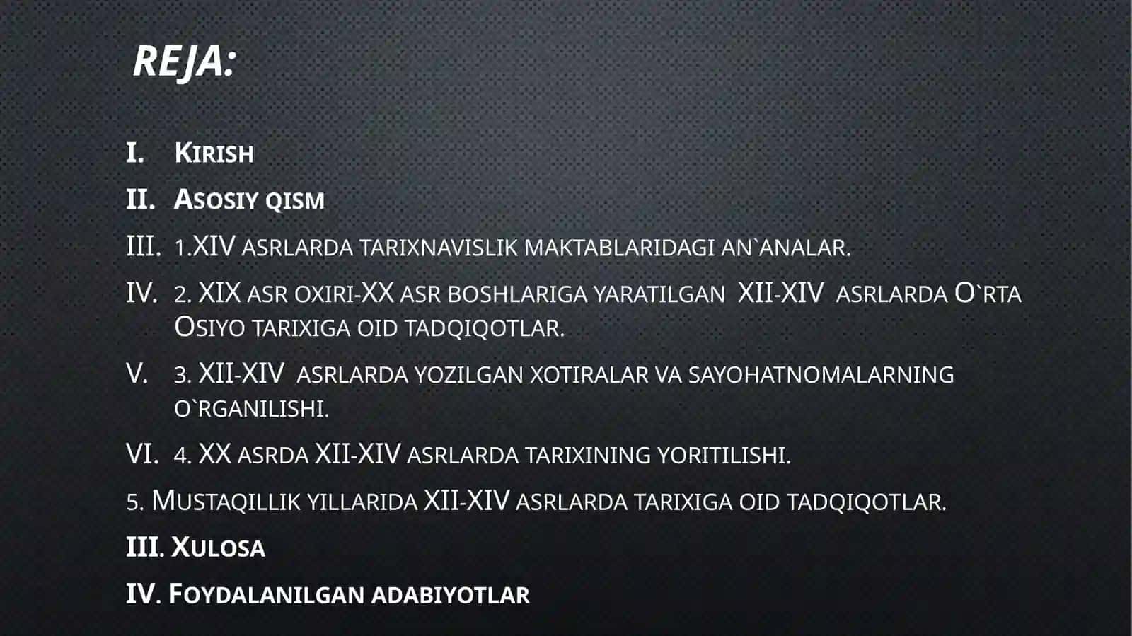 XII-XIV asrlarda O`rta Osiyoda tarix ilmining rivojlanishi 2