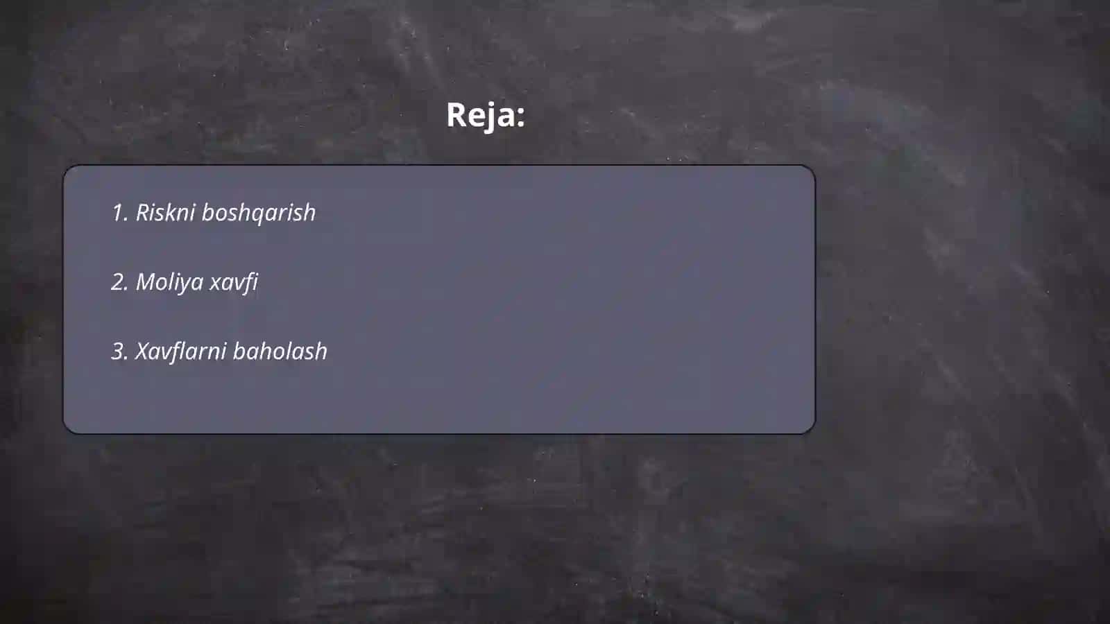 Riskni boshqarish 2