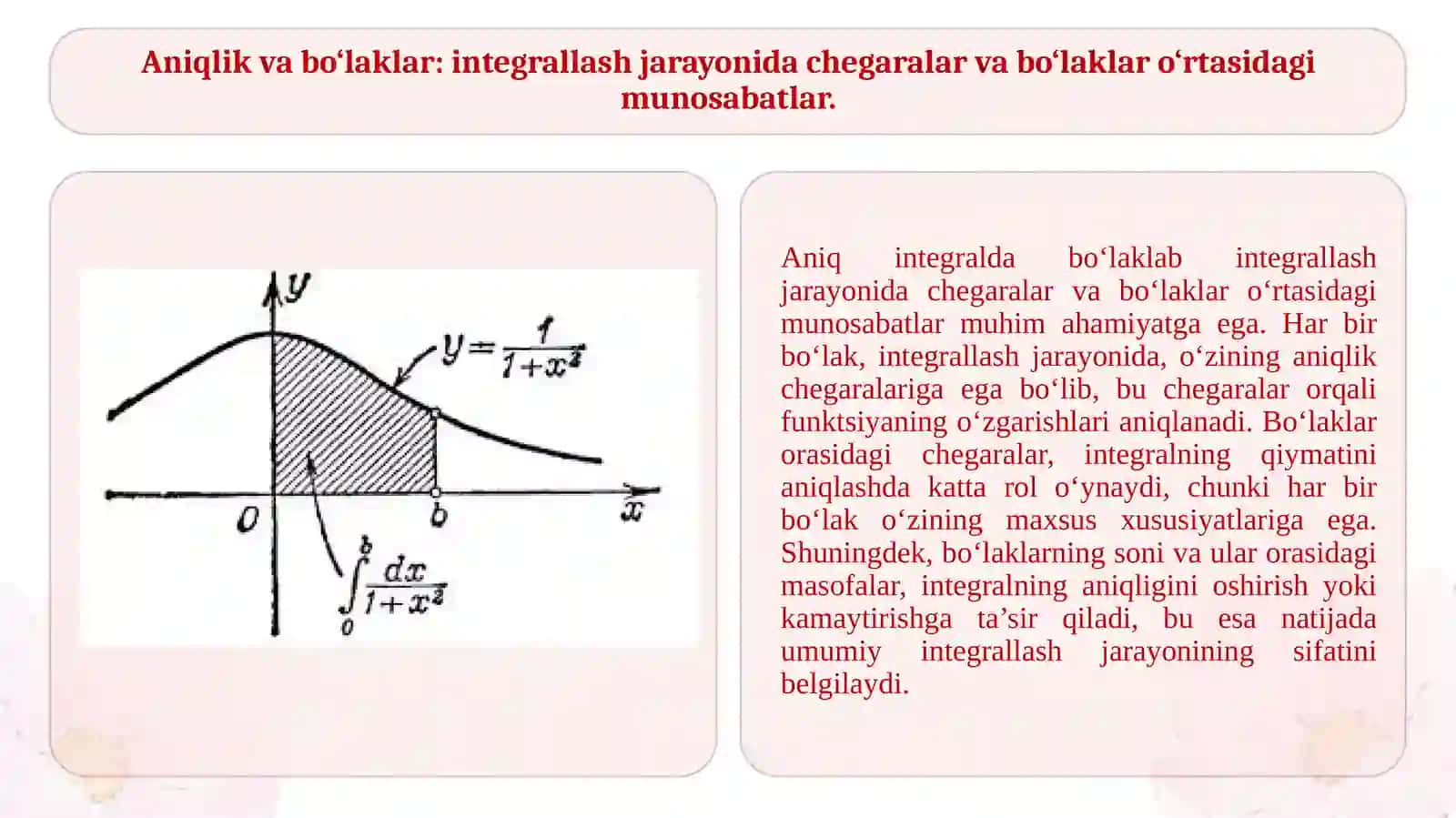 Aniq integralda bo‘laklab integrallash 2
