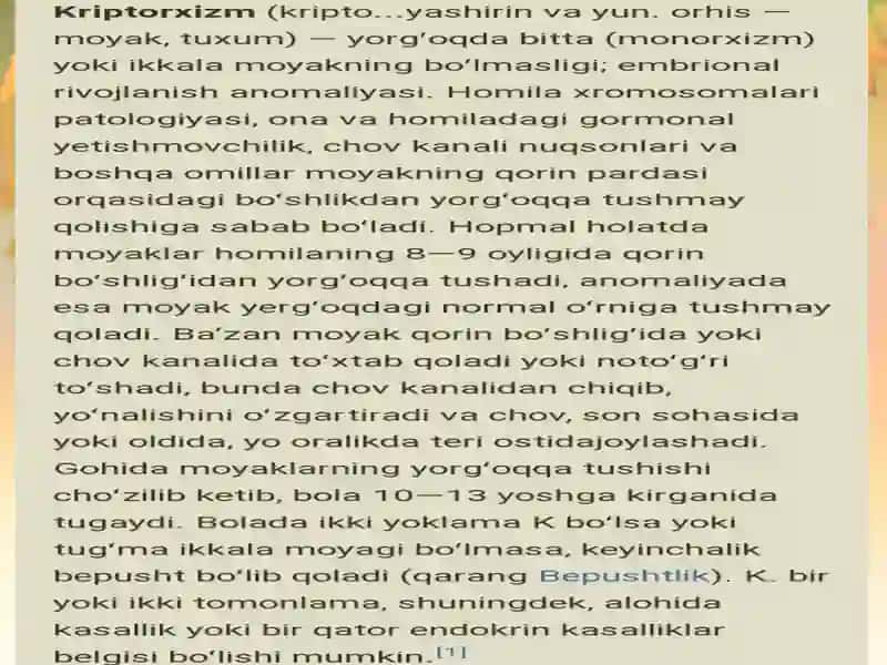 Uretra va moyaklar tug'ma nuqsonlari. 2