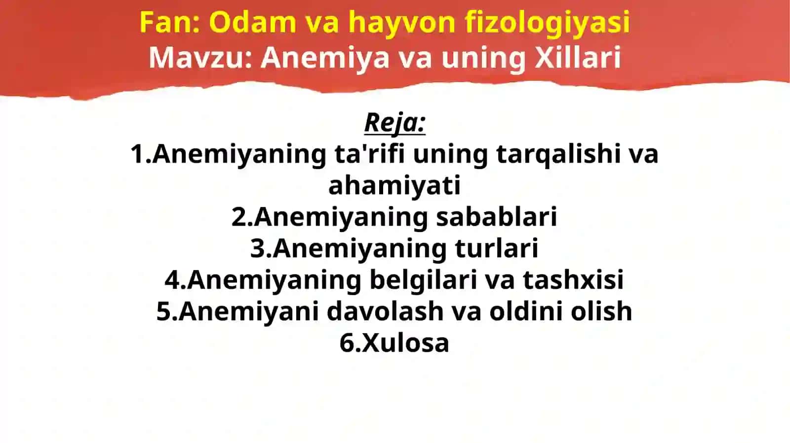 Anemiya va uning Xillari 2