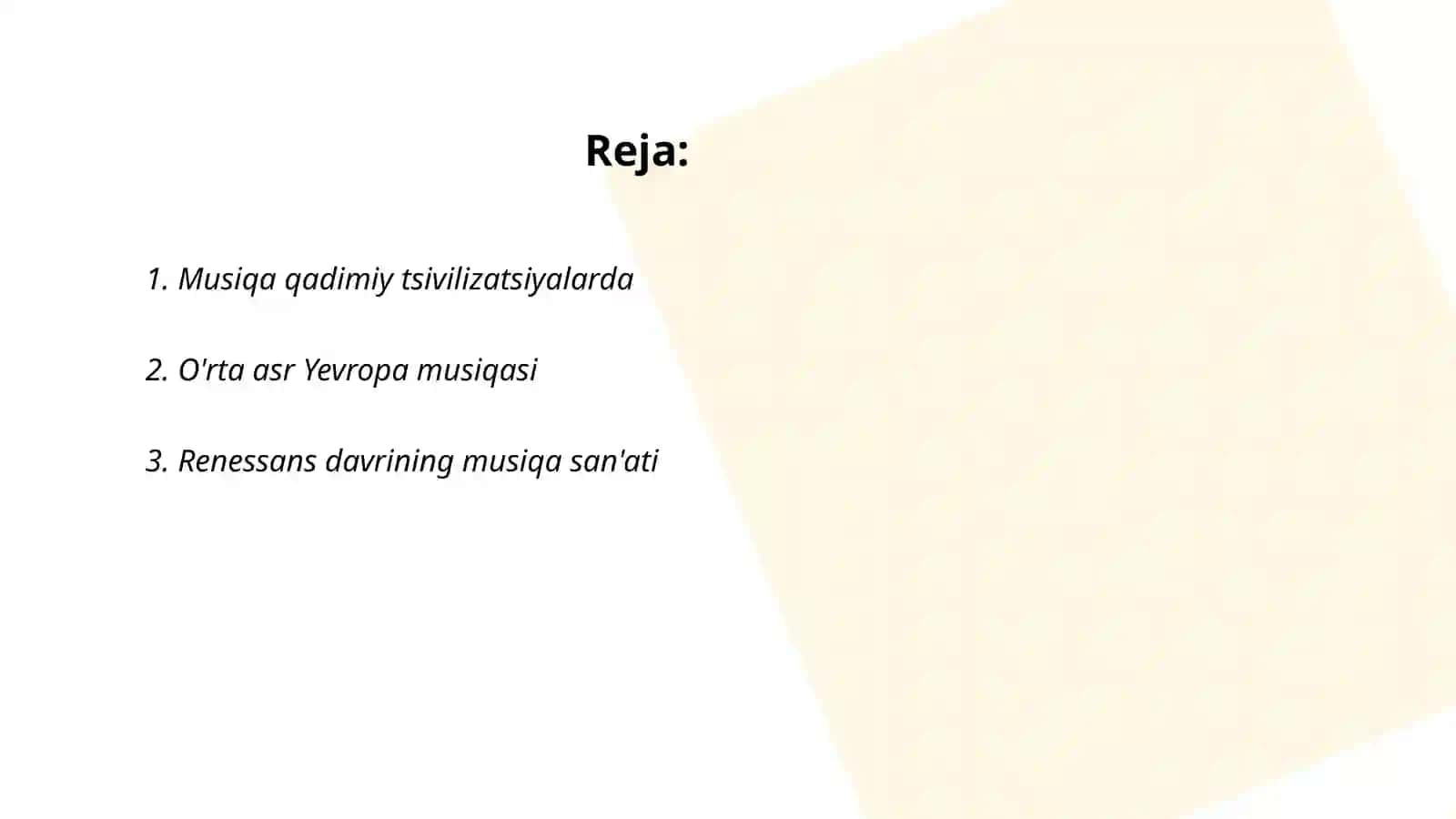 Jahon musiqasining asosiy bosqichlari 2