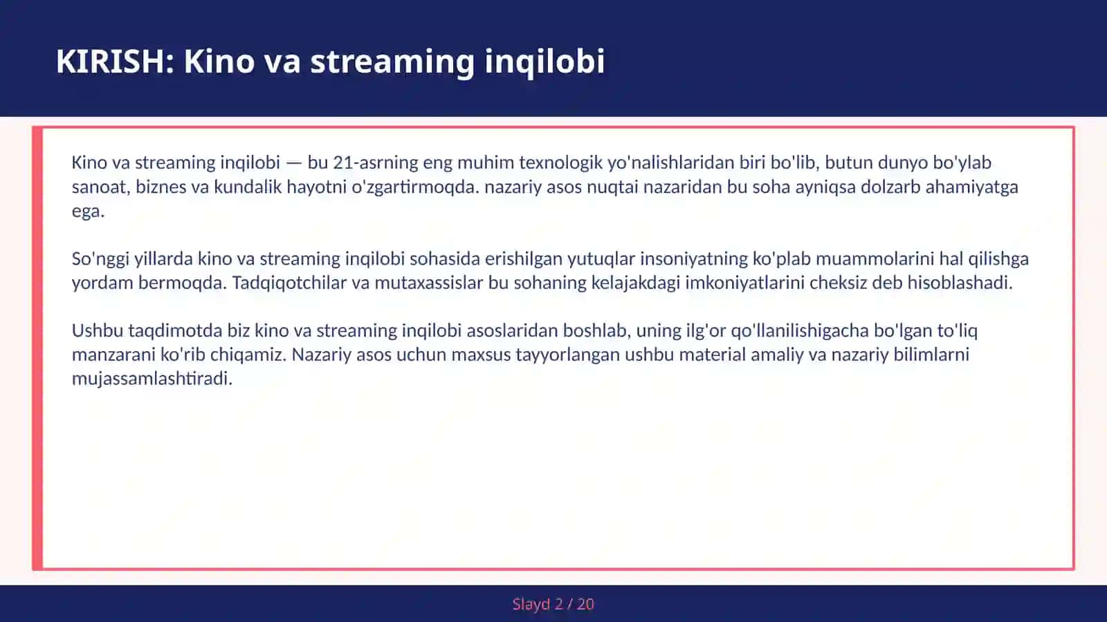 Kino va streaming inqilobi 2