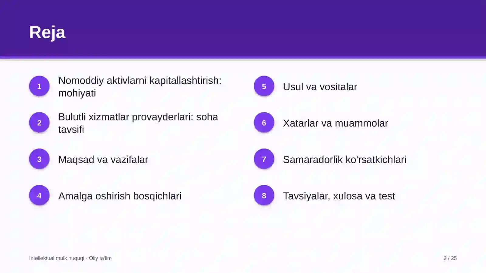 INTELLEKTUAL MULK HUQUQI · OLIY TA'LIM 2